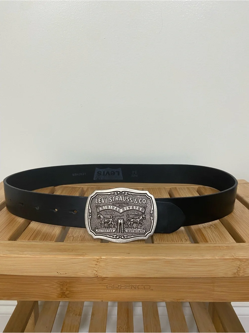 Vintage Levi’s Two Horse Leather Belt 34 Limited Edition Buckle Western